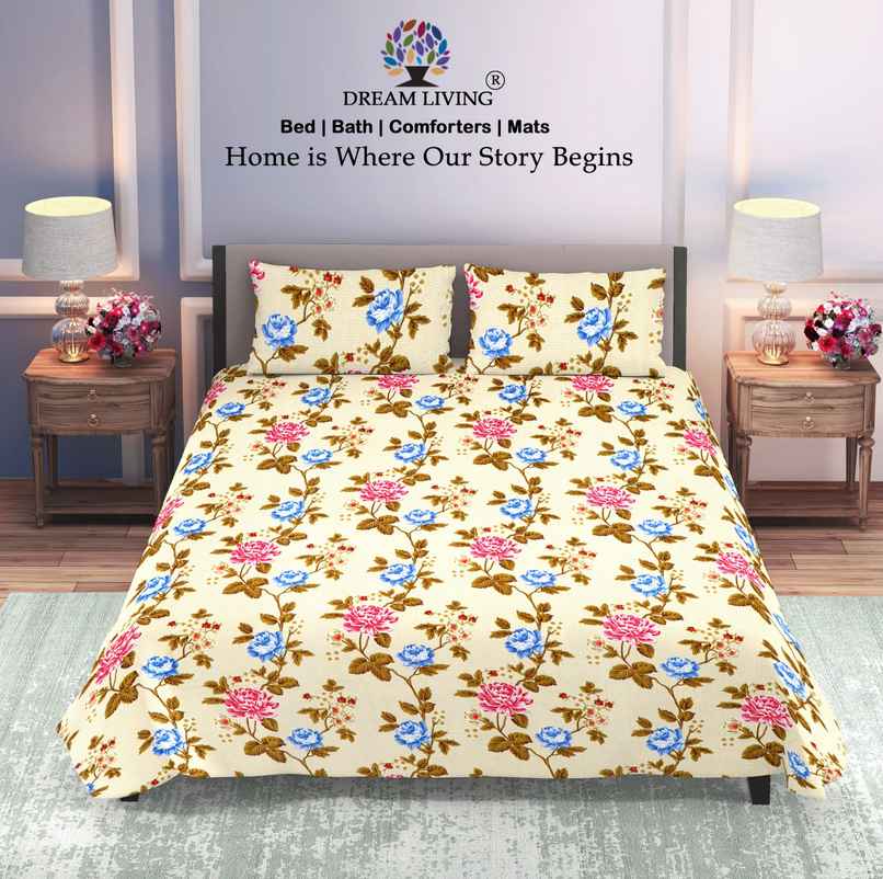 Dream Living Double Bedsheet Set | Cream - 210 x 220 cm