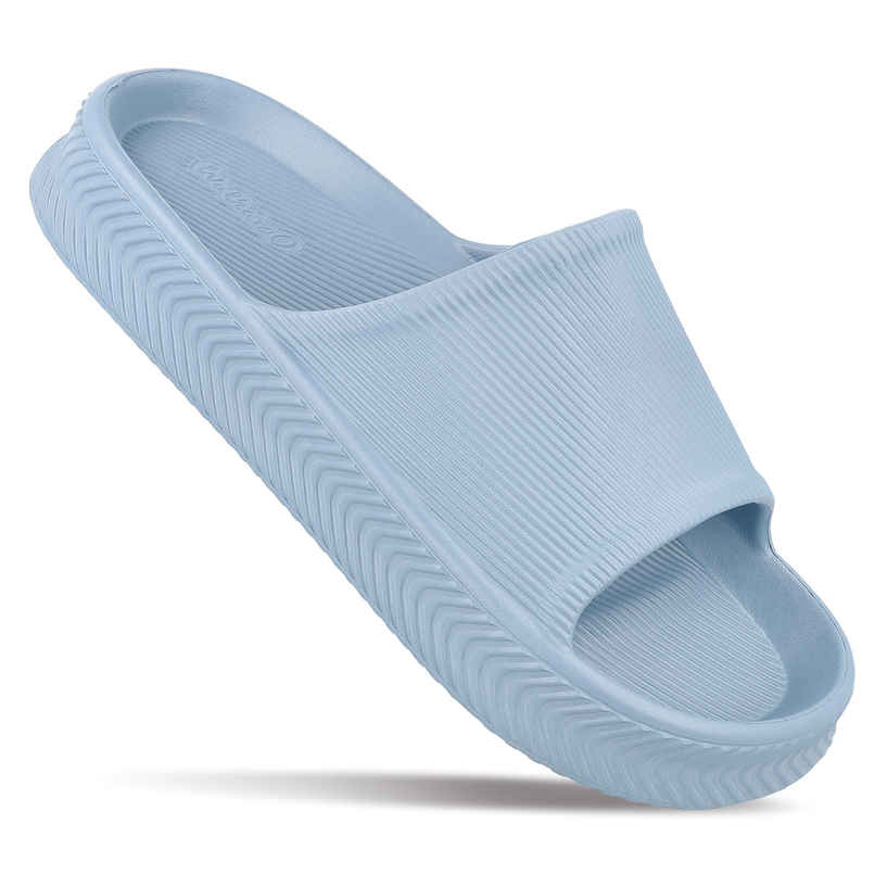 Walkaroo Men's Flip-Flop Sliders - WC8737 Aqua Blue UK6