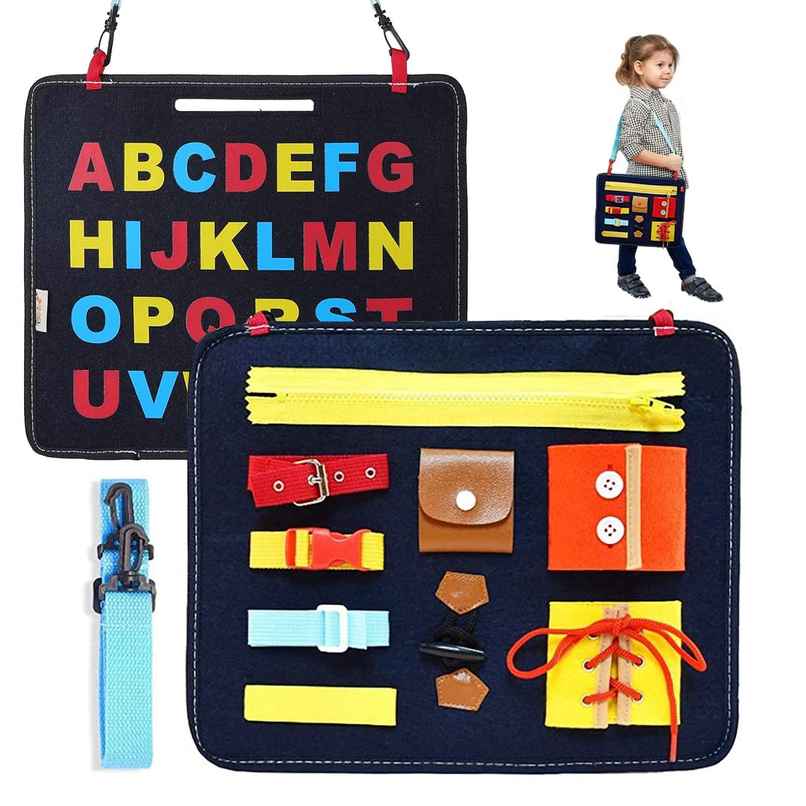 Kidology Montessori Busy Board for Toddlers Fine Motor Skills Activity Board with Zippers