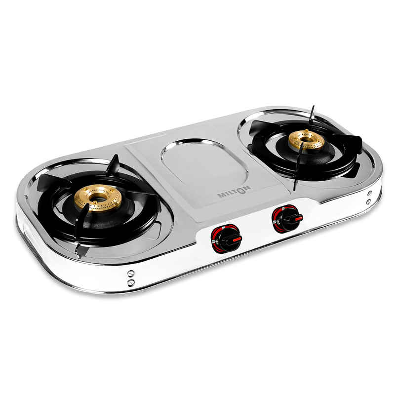 Milton Royal Stainless Steel Gas Stove 2 Burners | ISI Certified Manual Ignition