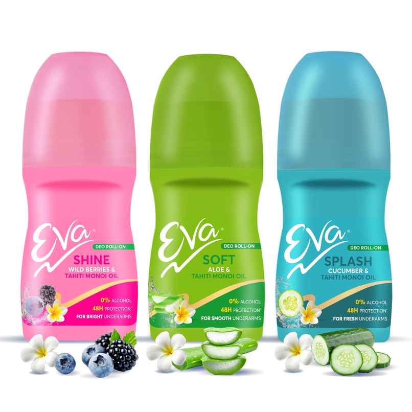 Eva Underarm Roll on Deodorant | For Bright - Fresh & Smooth Underarms - Wild Berries|Aloe|Cucumber