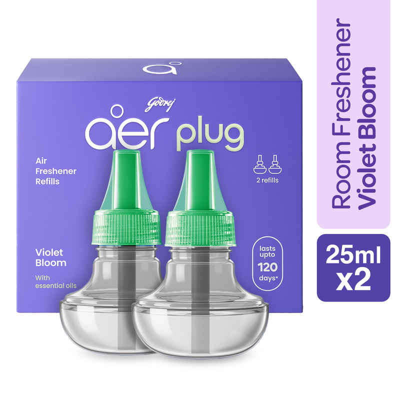 Godrej aer Plug Electric Air Freshener | 2 Refills | Violet Bloom Godrej aer Plug Electric Air Freshener | 2 Refills | Violet Bloom
