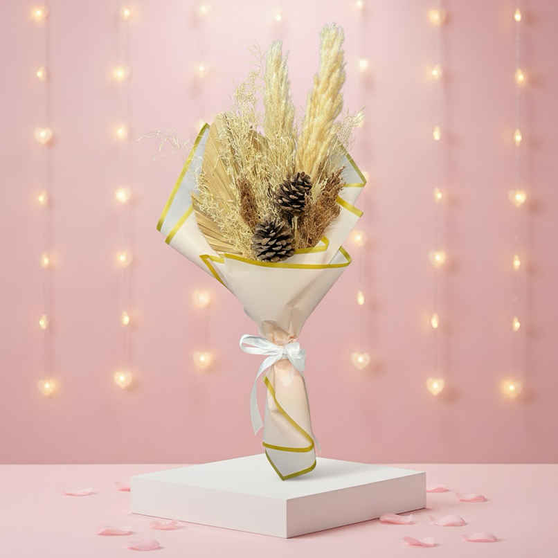 Dried Pampas Pine Love Decor Arrangement | Ideal for Gifting | Farmerr