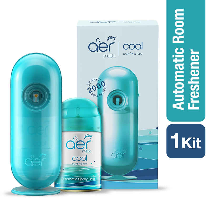 Godrej Aer Matic Cool Surf Blue Automatic Room Fresheners | Kit (Machine + 1 Refill) Godrej Aer Matic Cool Surf Blue Automatic Room Fresheners | Kit (Machine + 1 Refill)