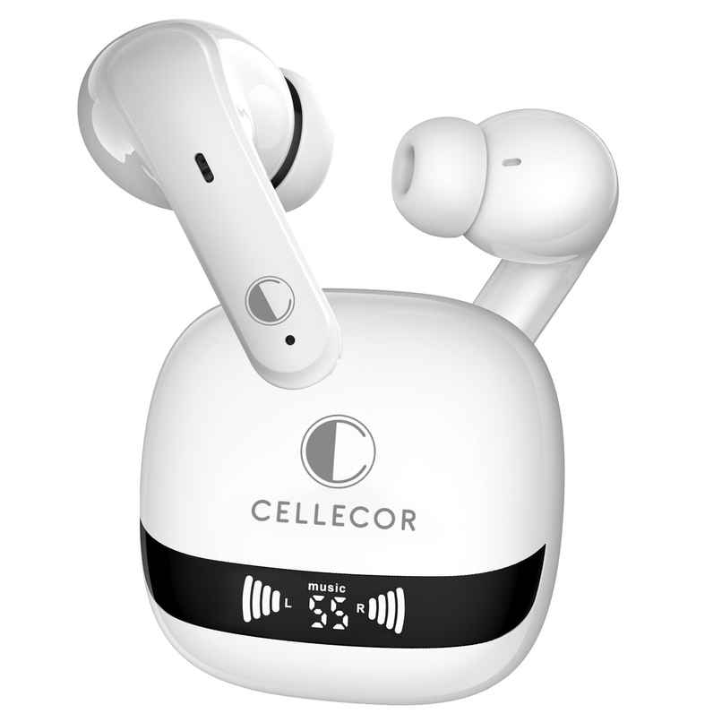 Cellecor Bropods C107 TWS With 40 Hrs Playtime ENC 50ms Low LatENCy Fast Charging - Type-C - White