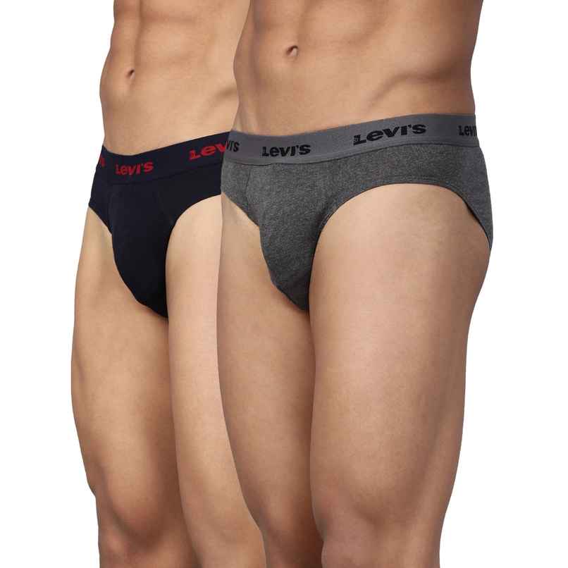 Levi's 009 Men's Neo Brief | Comfort & Smartskin Technology | Pack Of 2 | D. Grey Mel,Navy | L