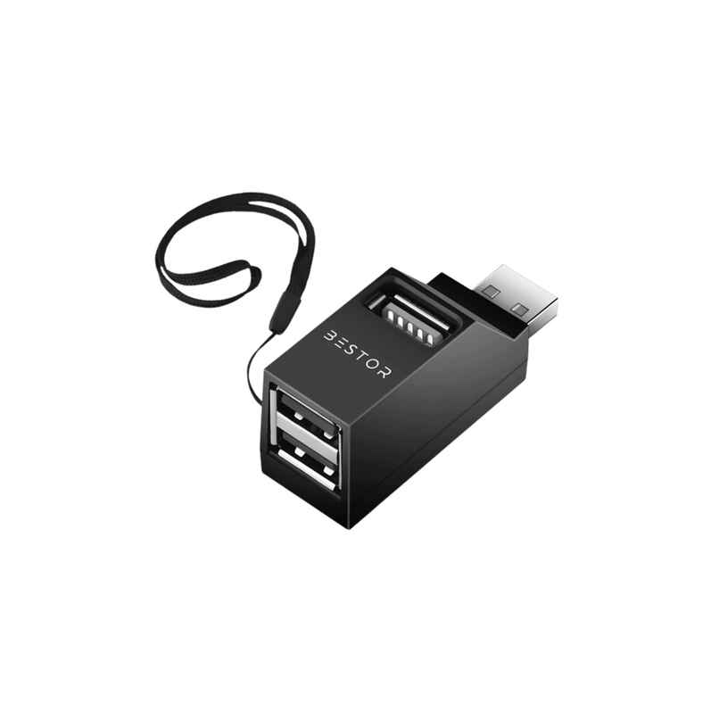 Bestor USB C Hub Multiport Adapter 3-in-1 Aluminum USB C to USB Adapter with 3 USB Ports, Compact for MacBook Pro, Chromebook, Galaxy, Surface, Notebook PC, Keyboard, Mouse, and Fast Data Transfer - Black