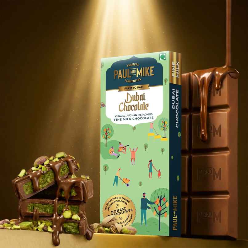 Paul And Mike Dubai Kunafa Chocolate with Afghan Pistachios