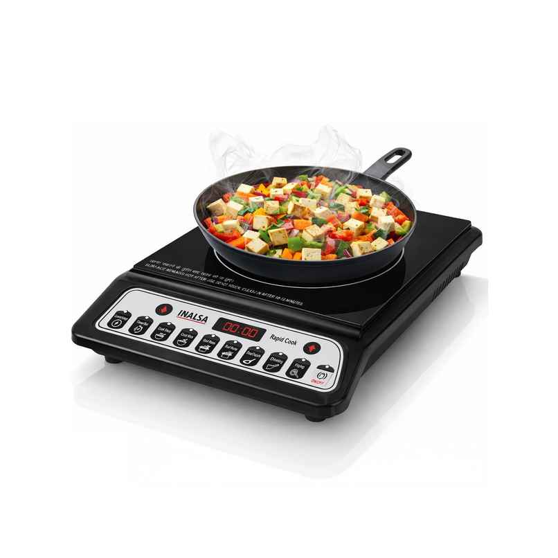 Inalsa 1600W Induction Cooktop with Smart Push Control,Pan Sensor,Variable Timer,Rapid Cook