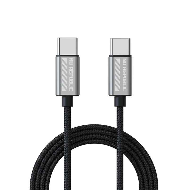 Nu Republic Blaze Flash 65W Type-C to Type-C Fast Charge Cable (Compatible with Mobile, Tablet, Laptop, One Cable),Type C 1.25 m - Grey
