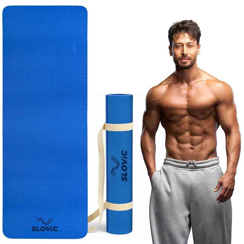 Slovic 4mm Anti-Slip EVA Yoga Mat with Carry Strap | Ideal for Indoor & Outdoor Use | Blue Slovic 4mm Anti-Slip EVA Yoga Mat with Carry Strap | Ideal for Indoor & Outdoor Use | Blue