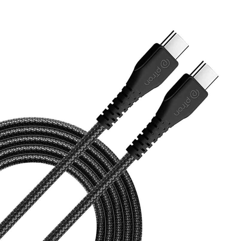 pTron Solero Braid 60W Type C to C Fast Charging Cable 1.5m for Samsung, OnePlus, Oppo, Vivo, Xiaomi, Realme, IQOO & Other Devices - Unbreakable Nylon Braid, 480Mbps Sync Speed - Black pTron Solero Braid 60W Type C to C Fast Charging Cable 1.5m for Samsung, OnePlus, Oppo, Vivo, Xiaomi, Realme, IQOO & Other Devices - Unbreakable Nylon Braid, 480Mbps Sync Speed - Black