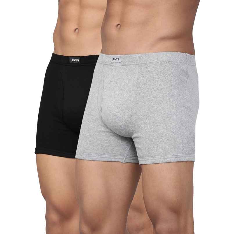 Levi's 010 Men's Comfort Boxer Brief | Contoured Double Pouch | Pack of 2 | Lt. Grey Mel,Black | XL