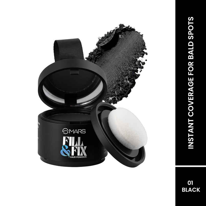 Mars Cosmetics Fill & Fix Hair Powder with Mirror & Puff | Black