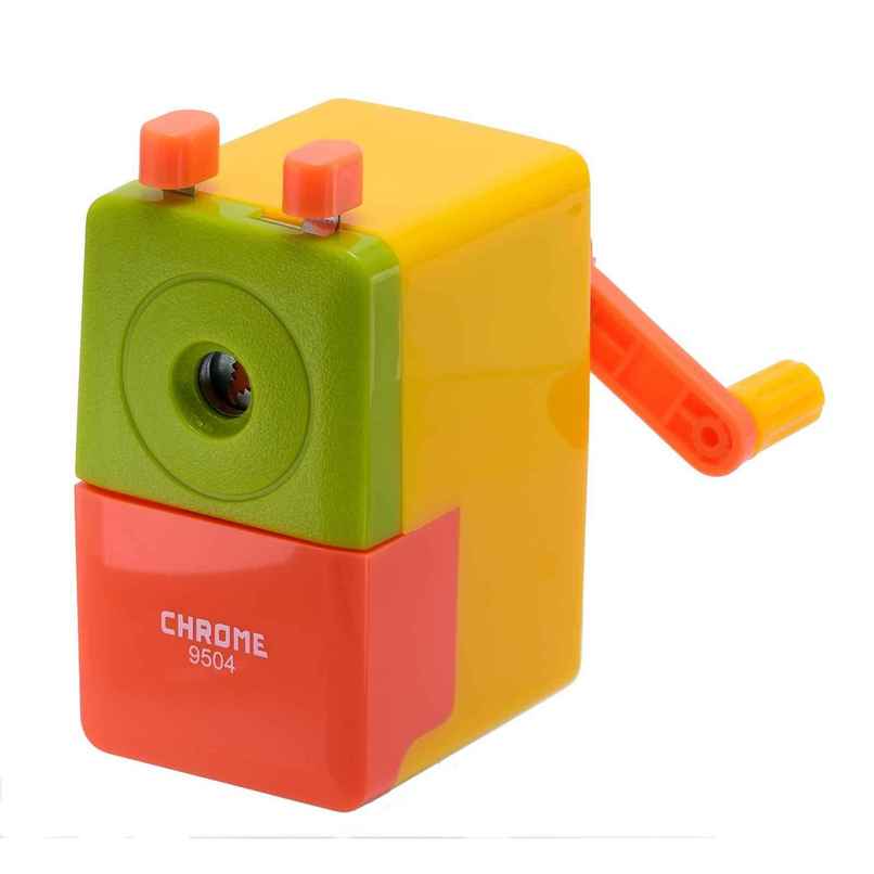 Chrome Tri Colour Plastic Table Pencil Sharpner (Colour May Vary)