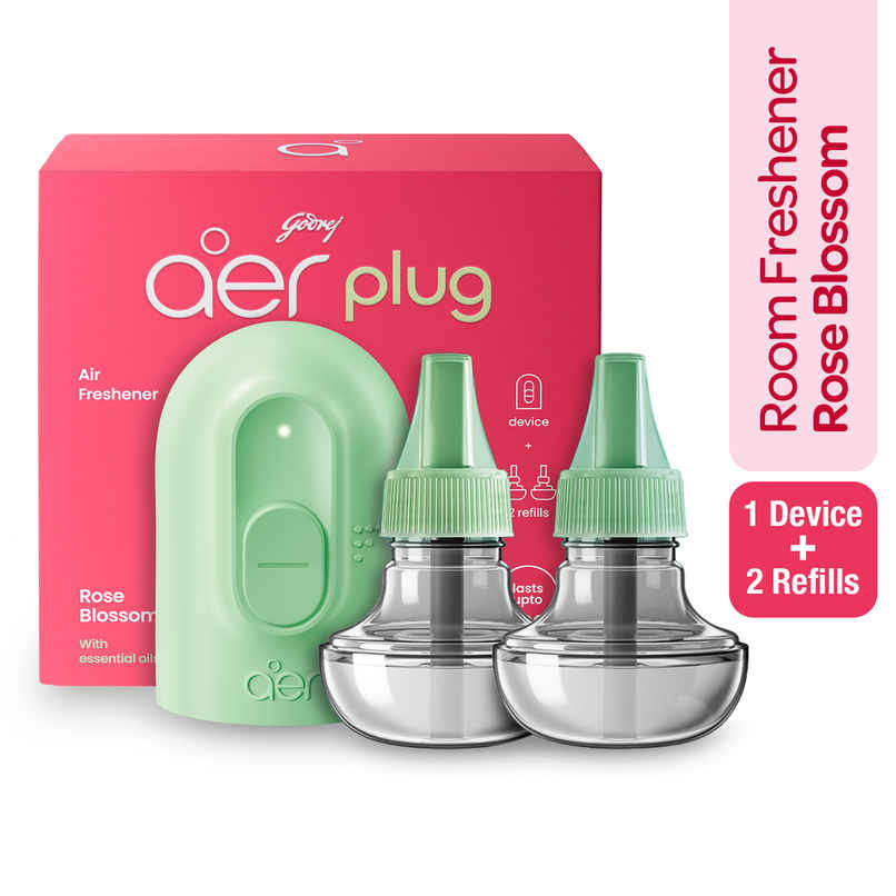 Godrej aer Plug Rose Blossom | Machine | 2 Refills | Electric Air Freshener Godrej aer Plug Rose Blossom | Machine | 2 Refills | Electric Air Freshener
