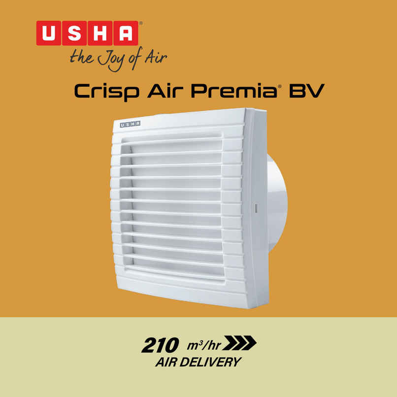 Usha Crisp Air Premia BV Exhaust Fan, 150mm, 1500 RPM, White