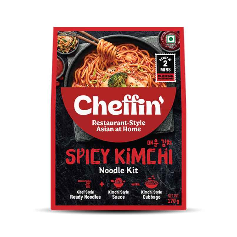 CHEFFIN Spicy Kimchi Noodle Kit | Kimchi Style Sauce | Ready in 2 Mins | No Artificial Preservatives CHEFFIN Spicy Kimchi Noodle Kit | Kimchi Style Sauce | Ready in 2 Mins | No Artificial Preservatives