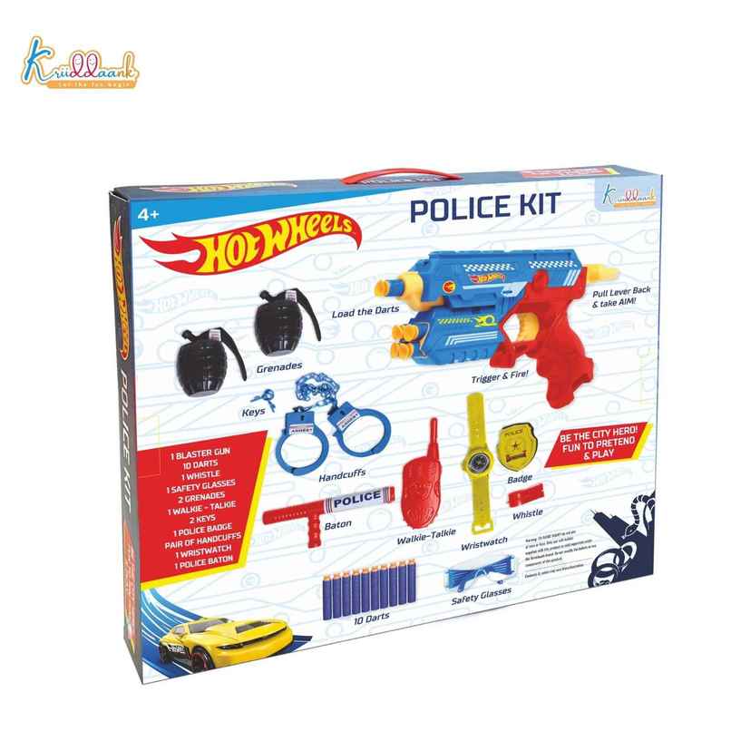 Kriiddaank Hot Wheels Police Kit: Blaster, Darts, Baton, Badge & More - Role Play Fun for Ages 4+ Kriiddaank Hot Wheels Police Kit: Blaster, Darts, Baton, Badge & More - Role Play Fun for Ages 4+
