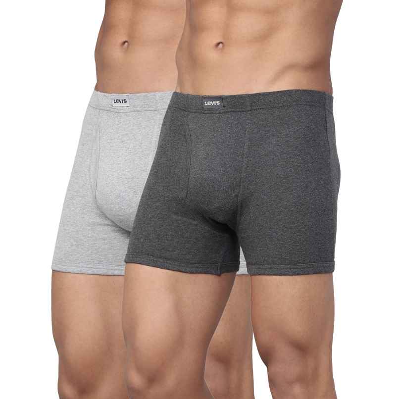 Levi's 010 Men's Comfort Boxer Brief | Contoured Double Pouch | Pack of 2 | Lt. Grey Mel,D. Grey Mel | M