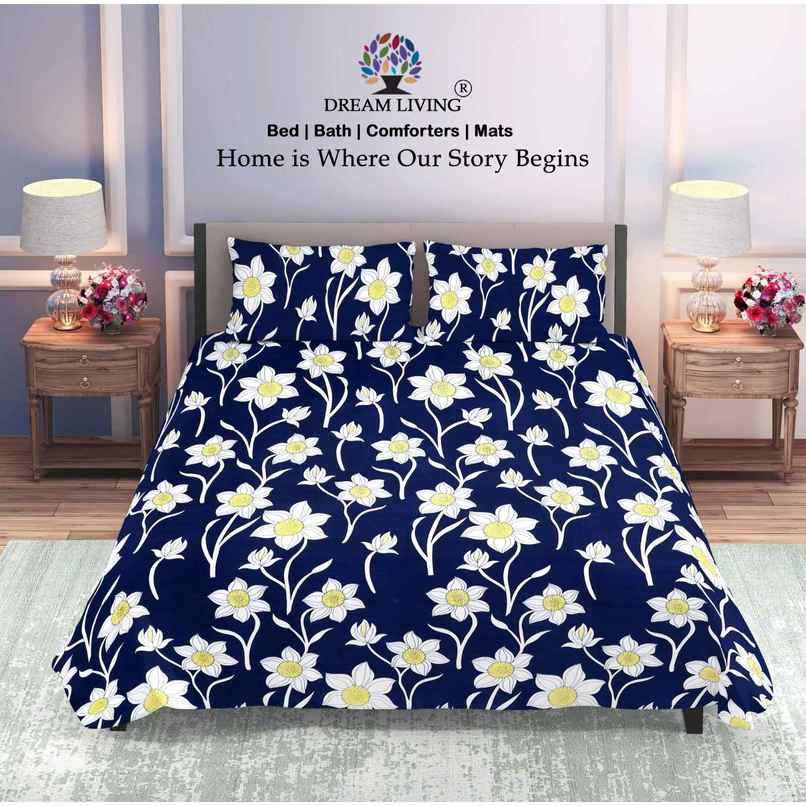 Dream Living Double Bedsheet Set | Navy 210 X 220 cm