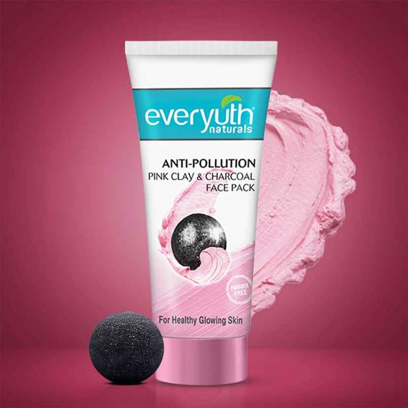 Everyuth Naturals Anti Pollution Pink Clay & Charcoal Face Pack | For all skin types (Oily/ Dry) Everyuth Naturals Anti Pollution Pink Clay & Charcoal Face Pack | For all skin types (Oily/ Dry)