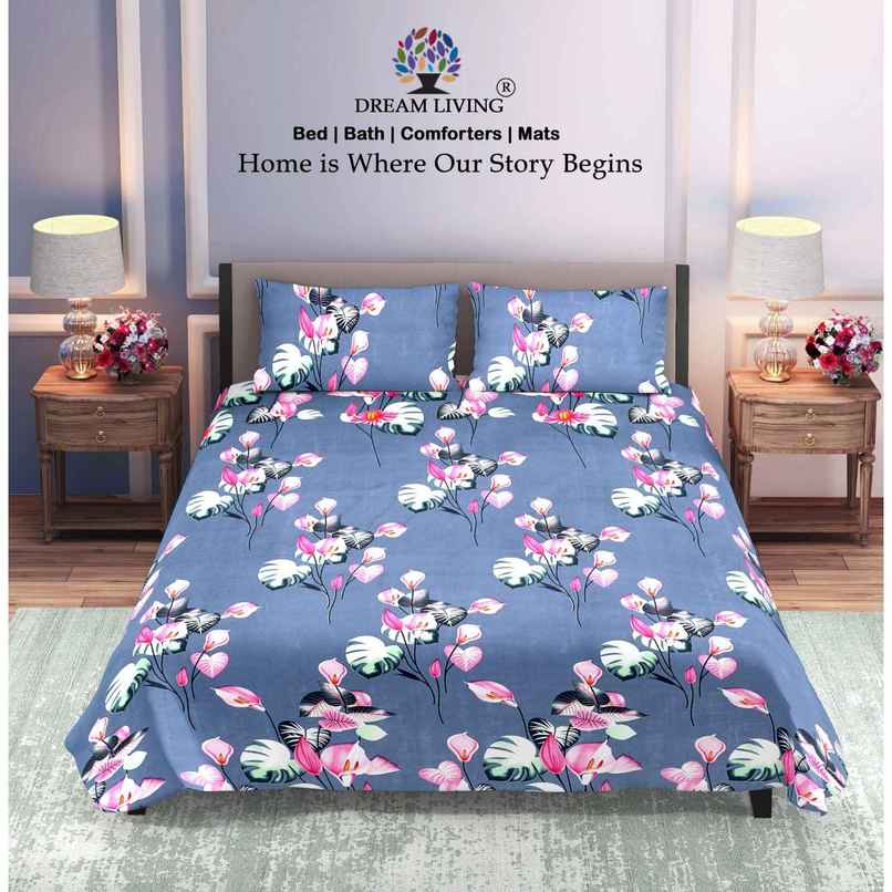 Dream Living Double Bedsheet Set | Blue 210 x 220 cm