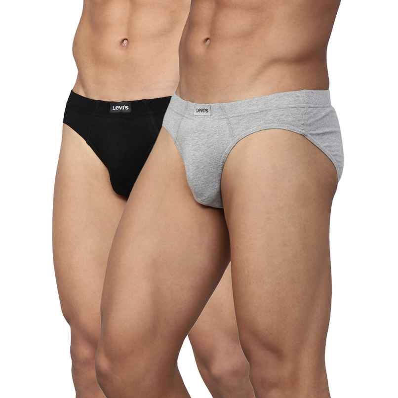 Levi's 011 Men's Comfort Brief | Contoured Double Pouch | Pack of 2 | Lt. Grey Mel,Black | S Levi's 011 Men's Comfort Brief | Contoured Double Pouch | Pack of 2 | Lt. Grey Mel,Black | S