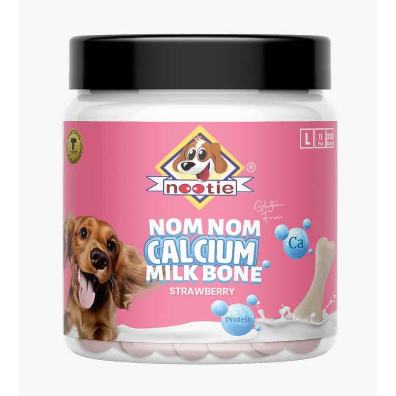 Nootie Nom Nom Calcium Milk Bone Stawberry Flavour - Large