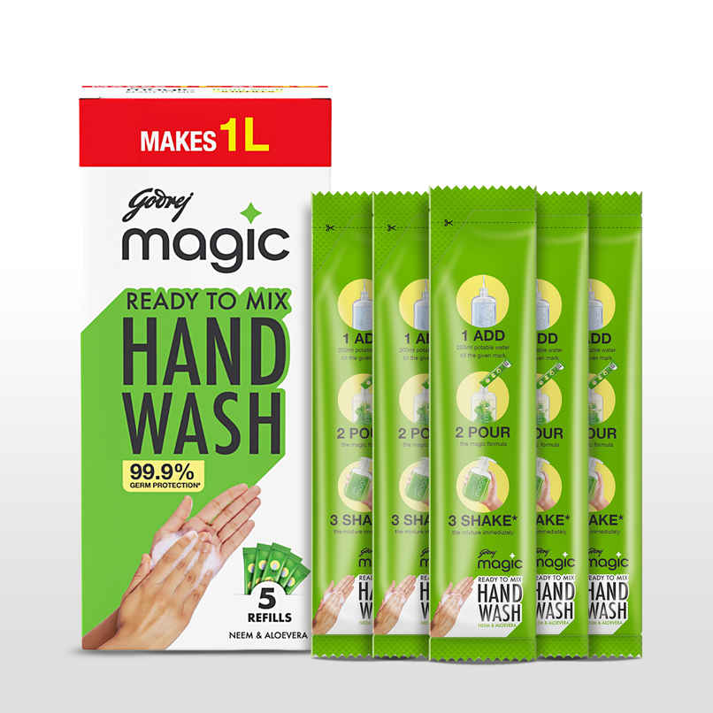 Godrej Magic Ready To Mix Hand Wash Refills - Neem & Aloe Vera Godrej Magic Ready To Mix Hand Wash Refills - Neem & Aloe Vera