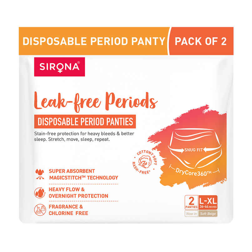 Sirona Disposable Period Panties L-XL | 360 Protection 12 Hours | No Leakage No Discomfort