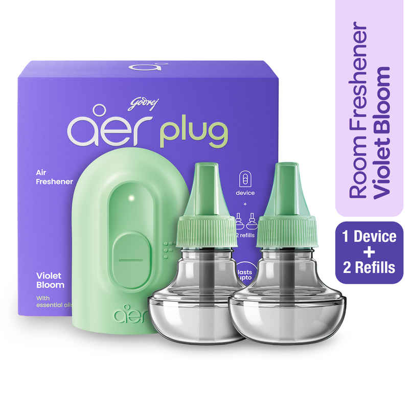Godrej aer Plug Violet Bloom | Machine | 2 Refills | Electric Air Freshener Godrej aer Plug Violet Bloom | Machine | 2 Refills | Electric Air Freshener