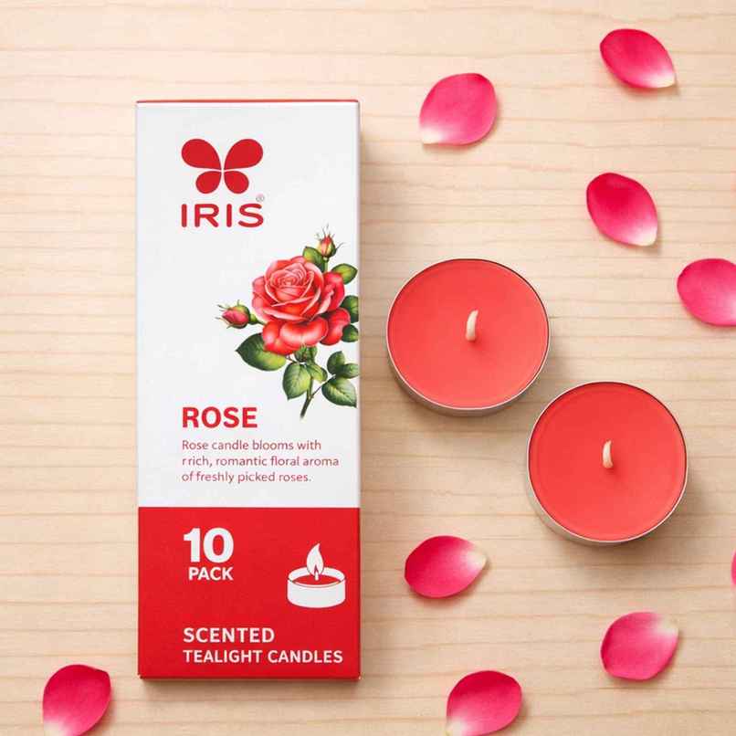 IRIS Rose Scented Tealight Candles | Pack of 10