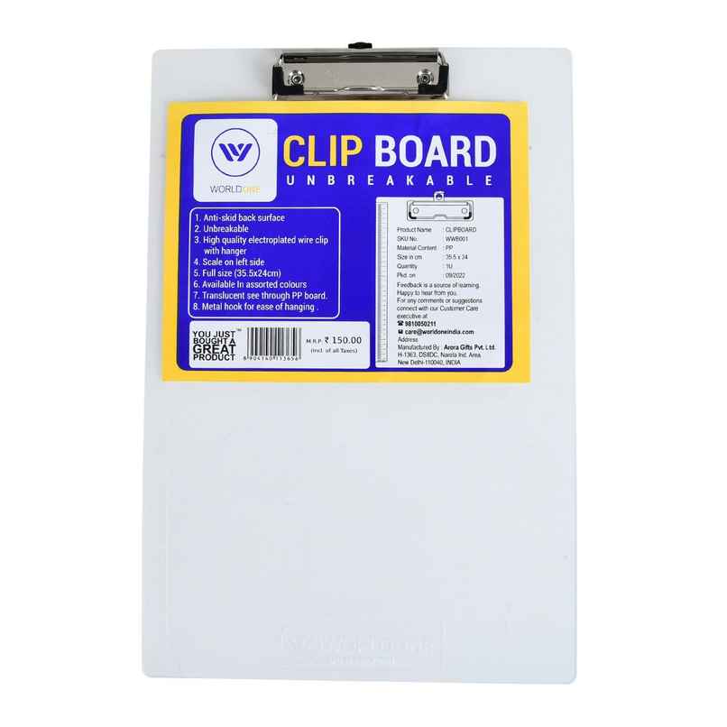 Worldone Transparent Exam Pad (35X 23 Cm)