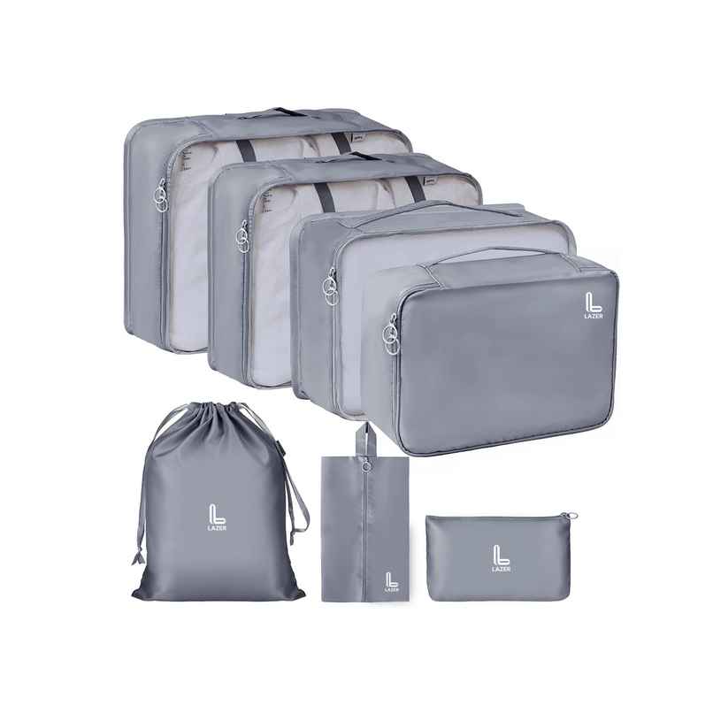 Lazer Polyester Travel Organizer Bag Set Grey