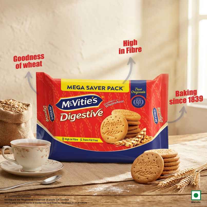 Mcvitie's Digestive High Fibre Biscuits With Goodness Of Wholewheat,Super Saver Family Pack Mcvitie's Digestive High Fibre Biscuits With Goodness Of Wholewheat,Super Saver Family Pack