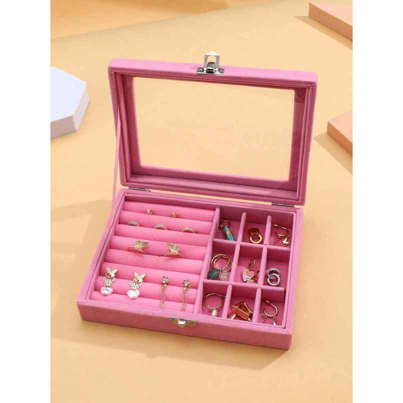 Scintillare By Sukkhi Jewellery Box Jewellery Organiser Velvet Clear Lid Jewelry Organiser|JB107112 Scintillare By Sukkhi Jewellery Box Jewellery Organiser Velvet Clear Lid Jewelry Organiser|JB107112