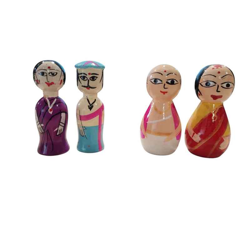 Wooden Dasara Doll Couple | Multicolour | Svasti