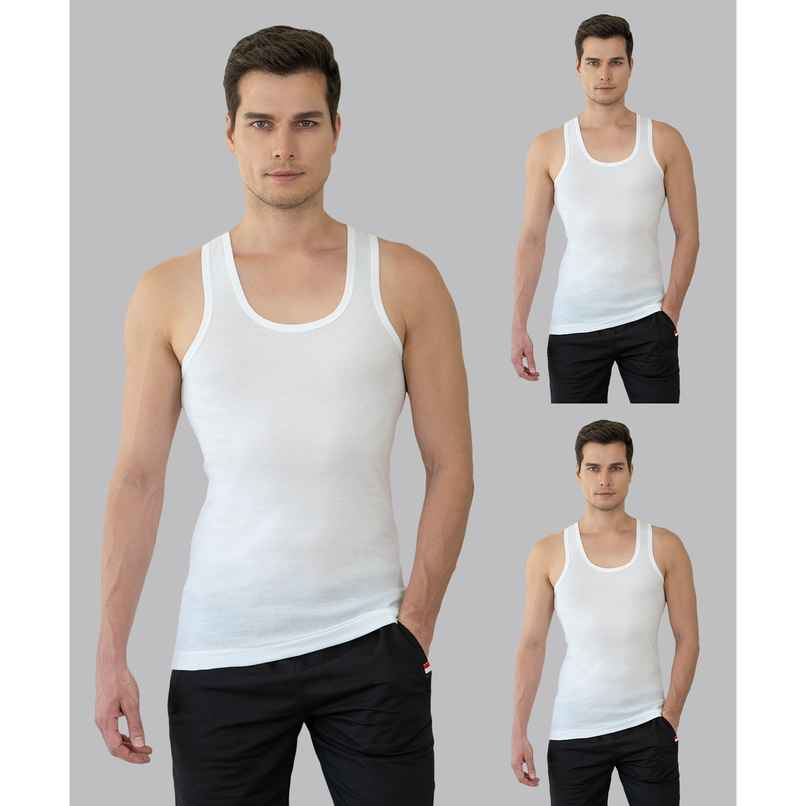 Lux Cozi Mexx Pure Cotton Round Neck Ribbed Vest | White | XL | Pack Of 3 Lux Cozi Mexx Pure Cotton Round Neck Ribbed Vest | White | XL | Pack Of 3