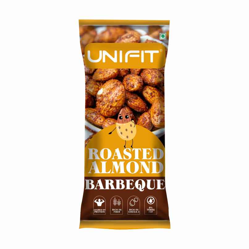 Unifit Barbeque Almonds | Smoky Roasted Snack | Protein & Fibre Rich