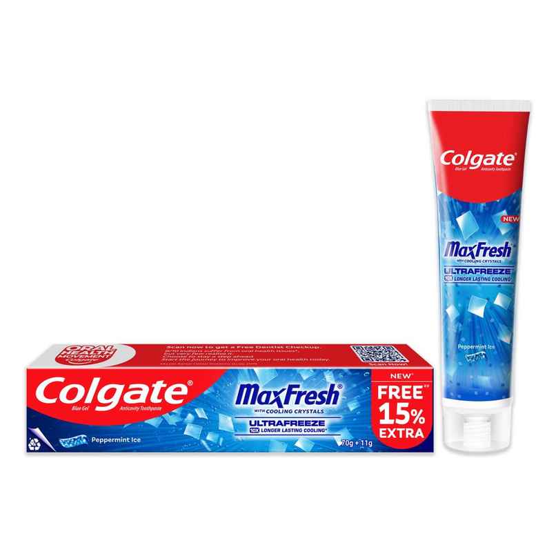 Colgate MaxFresh Toothpaste Blue Gel with Menthol for Super Fresh Breath Peppermint Ice