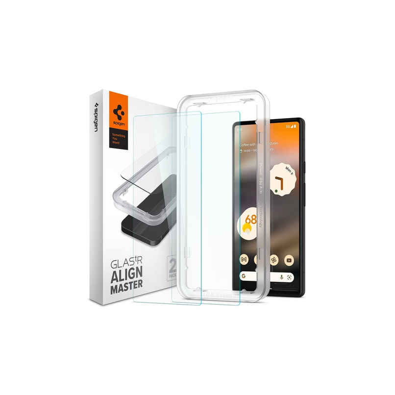 Spigen Alignmaster Tempered Glass Screen Protector Guard For Google Pixel 6a - 2 Pack