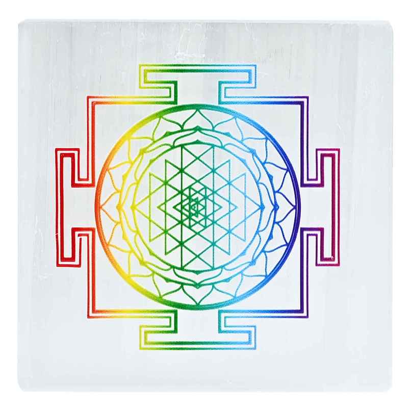Hindcraft Selenite Charging Plate With Sri Yantra Hindcraft Selenite Charging Plate With Sri Yantra