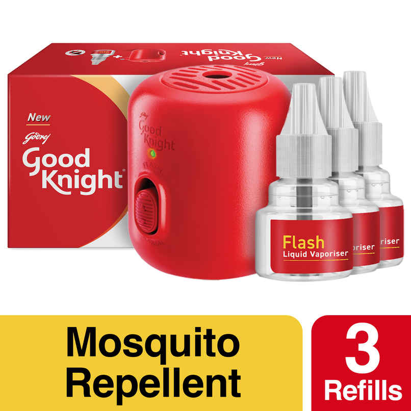 Good Knight Flash | 1 Machine + 3 Refills| Liquid Vaporiser Mosquito Repellent