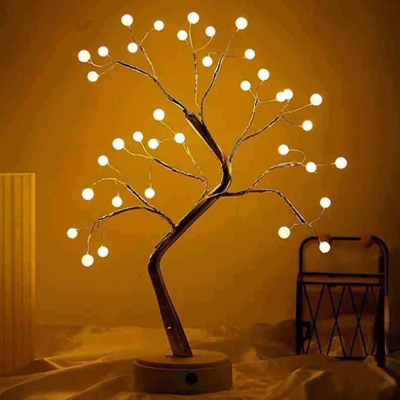 DesiDiya Decorative Led Pearl Tree Lamp Table Top (36 Led Pearl)