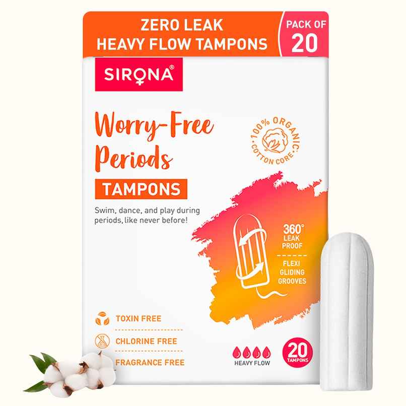 Sirona Heavy Flow Tampons | Organic Cotton Core | Ultra-High Absorbency and Leak-Proof Protection