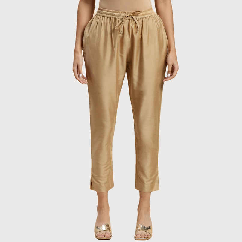 Rangita Women s Beige Solid Ankle Length Pencil Pant | M Rangita Women s Beige Solid Ankle Length Pencil Pant | M