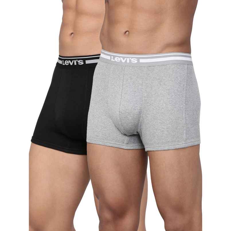 Levi's 003 Men's Comfort Trunk | Contoured Double Pouch | Pack of 2 | Lt. Grey Mel,Black | S