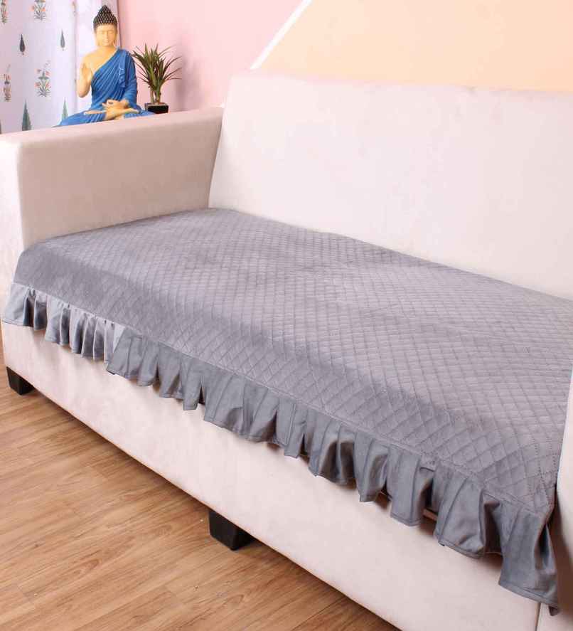 Casacraft by Pepperfry Velvet Sofa Cover | Washable Couch Cover | Grey | 10.22 x 26.65 cm Casacraft by Pepperfry Velvet Sofa Cover | Washable Couch Cover | Grey | 10.22 x 26.65 cm