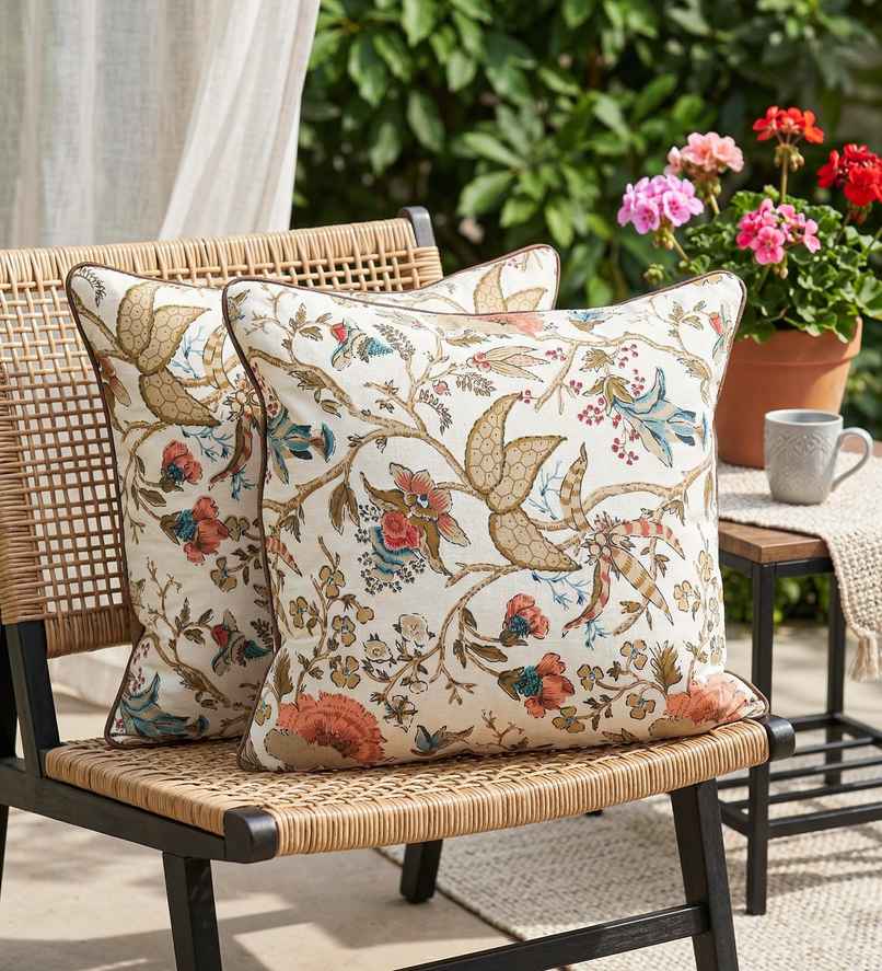 Casacraft by Pepperfry Multicolor Cotton Floral 16 x16 Inch Cushion Covers | Pack of 2 Casacraft by Pepperfry Multicolor Cotton Floral 16 x16 Inch Cushion Covers | Pack of 2